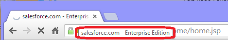 Salesforce edition displayed in Google Chrome