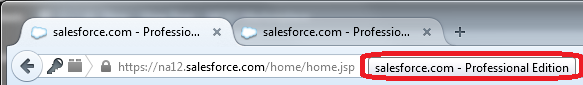 Salesforce edition displayed in Firefox